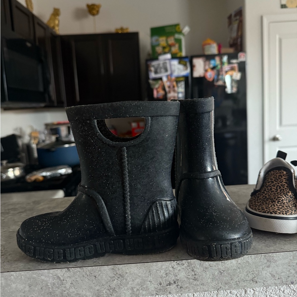 UGG Black Glitter Kids Rain Boots